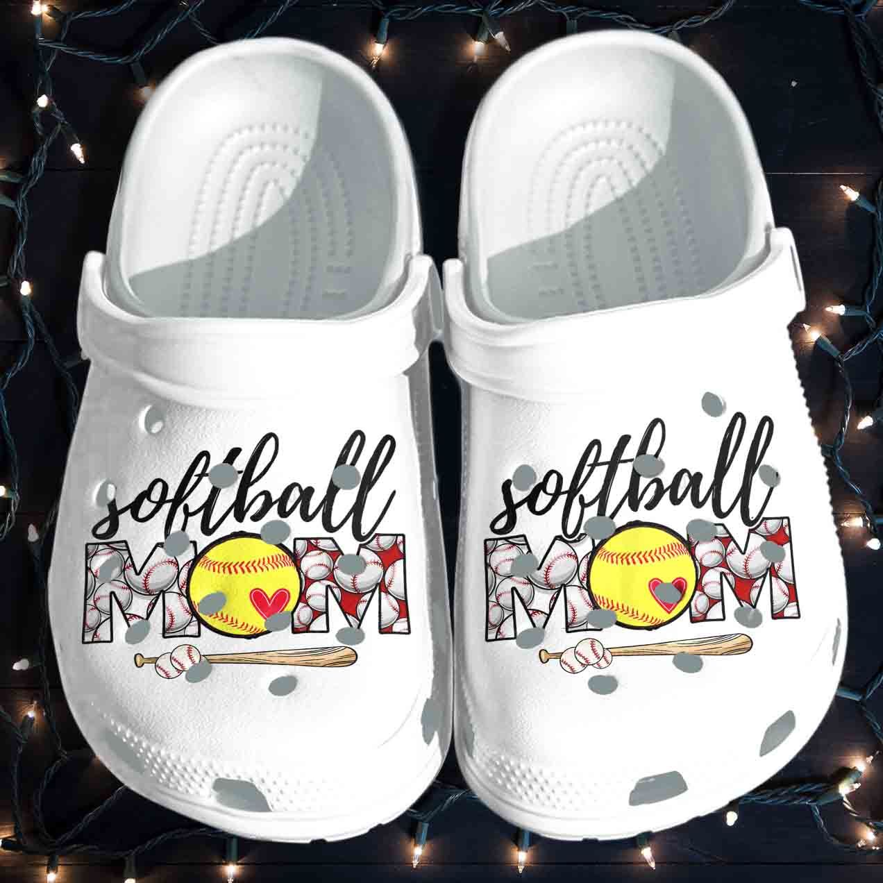 Softball Mom Shoes Crocs Clog Birthday Gift For Daughter Son For Mother Day