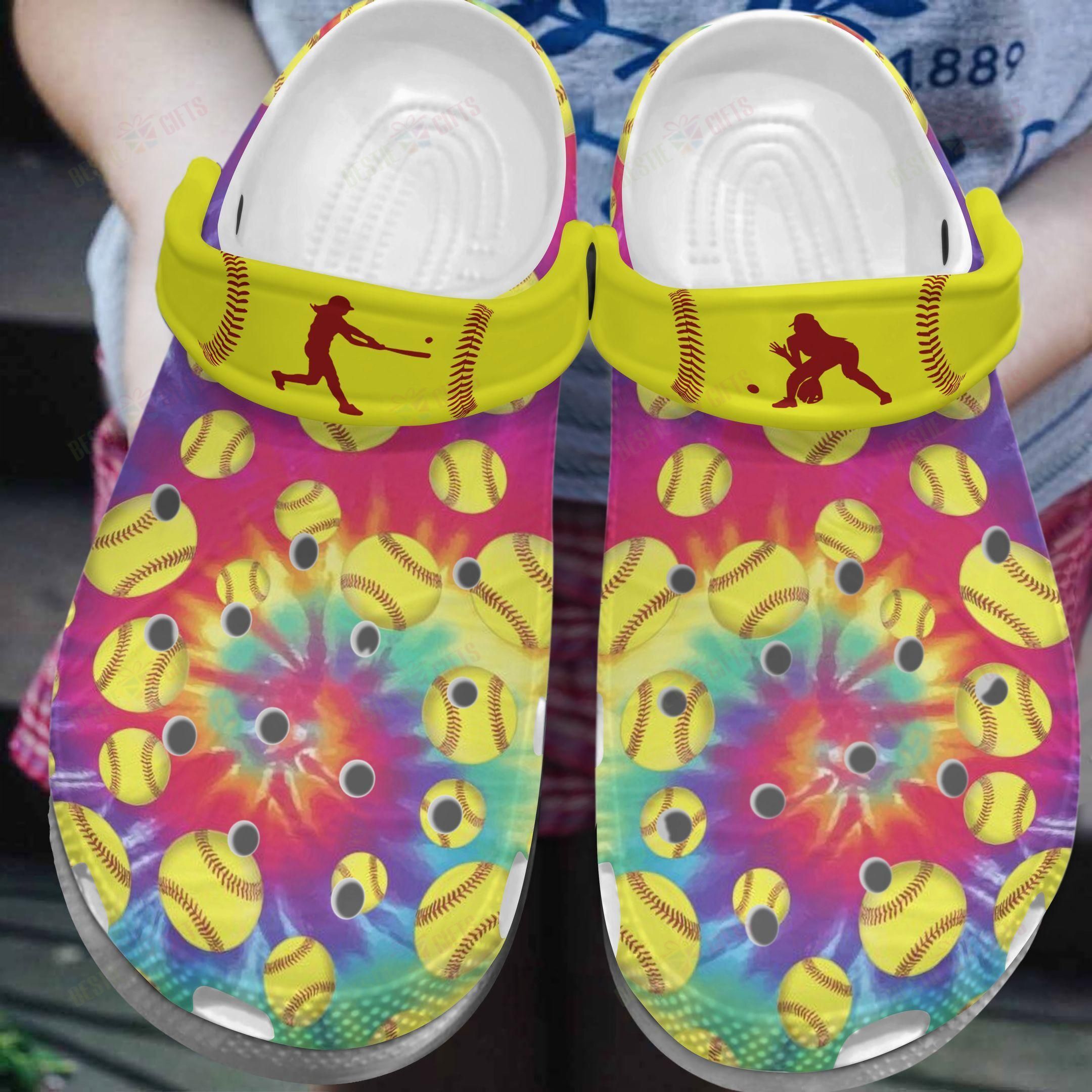 Softball Crocs Classic Clog Whitesole Colorful Softball Shoes